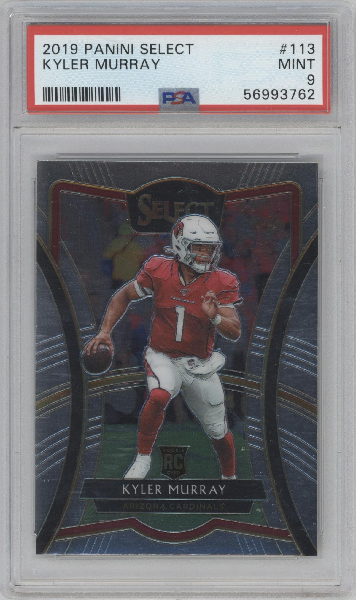 Kyler Murray from the 2019 Panini Select  set graded by PSA and given an overall grade of 9.