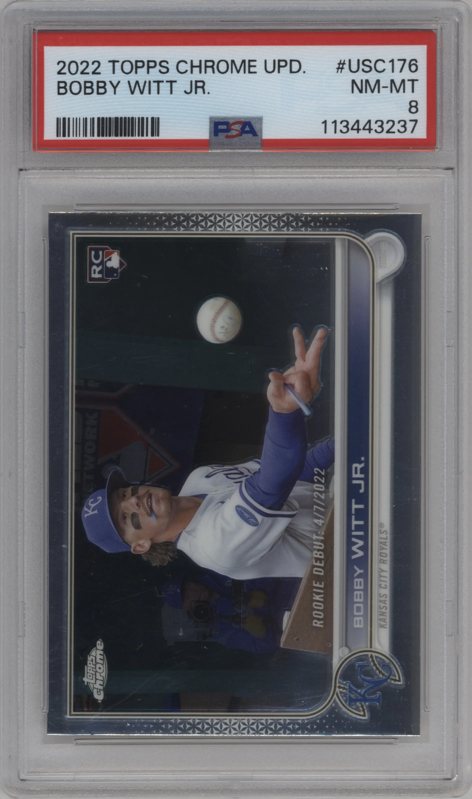 2022 Topps Chrome Update Bobby Witt Jr. PSA 8