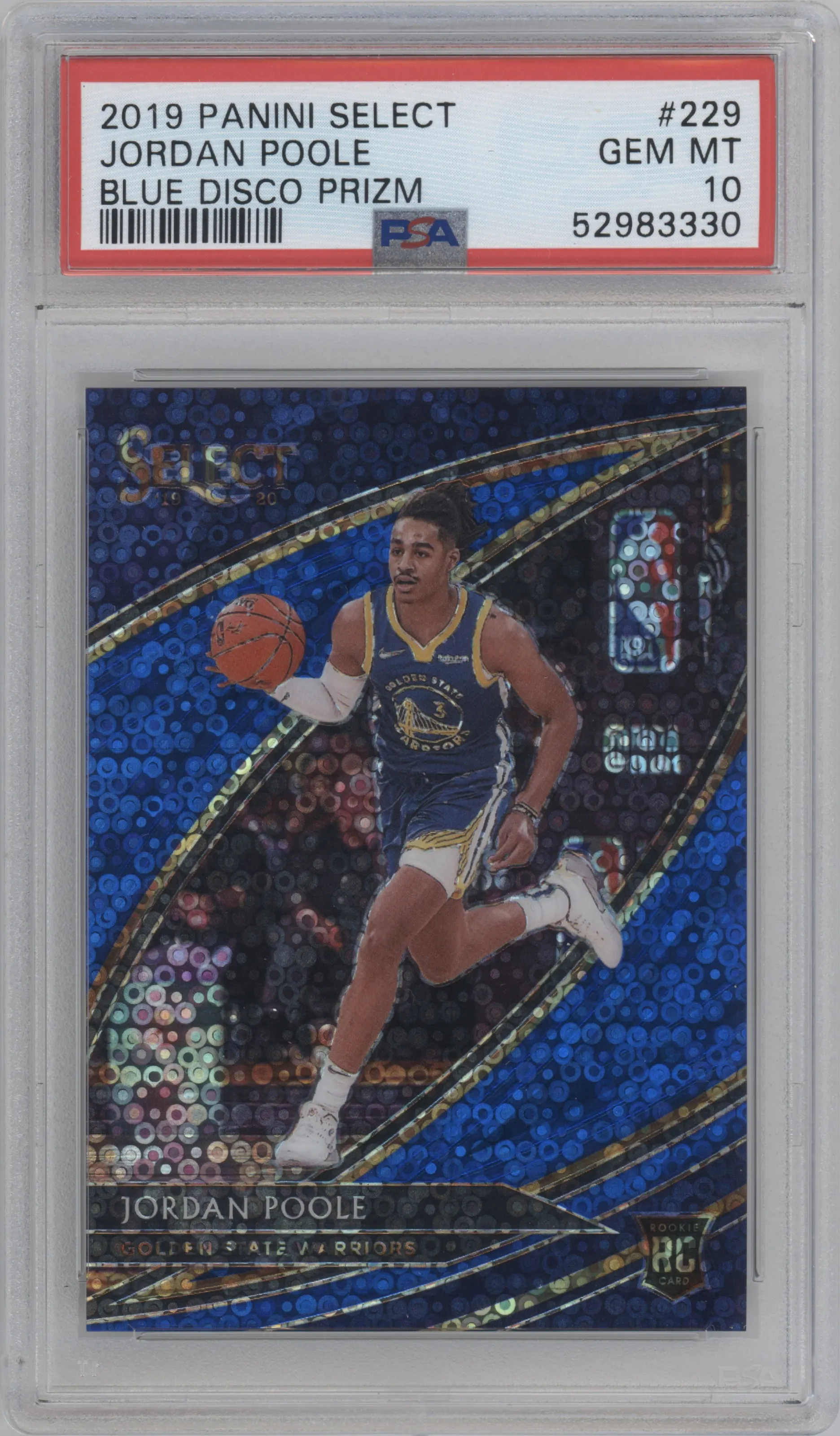 2019 Panini Select Courtside Jordan Poole Disco Blue PSA 10