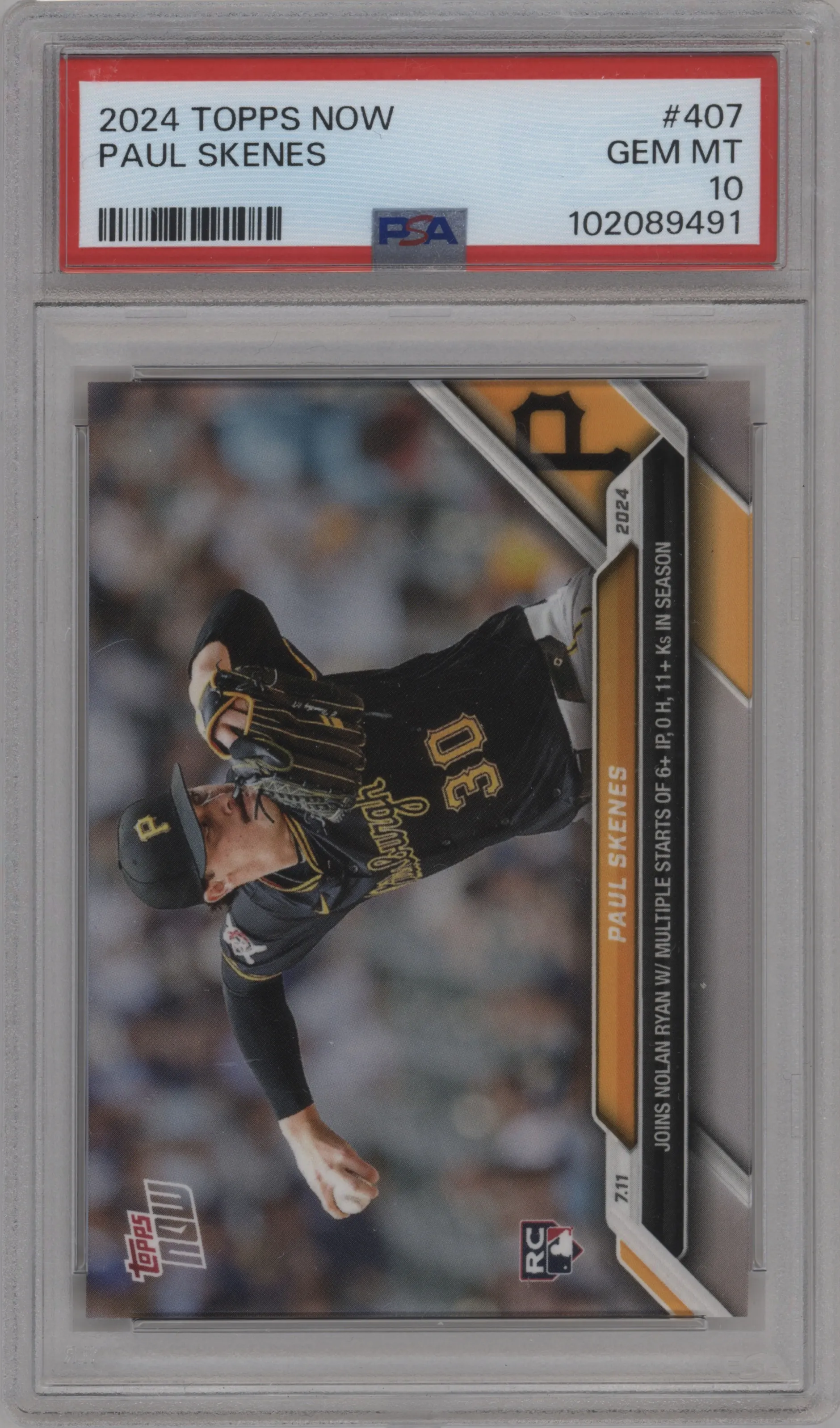 2024 Topps Now Paul Skenes PSA 10