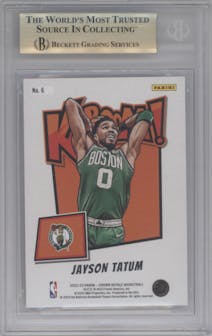 Jayson Tatum from the 2022-23 Panini Crown Royale set graded by Beckett and given an overall grade of 9.5.