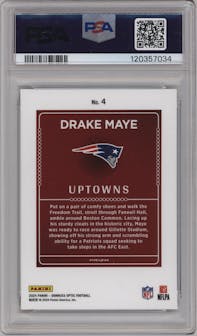 Drake Maye from the 2024 Donruss Optic set graded by PSA and given an overall grade of 10.