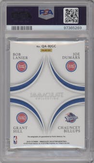 Bob Lanier/Joe Dumars/Grant Hill/Chauncey Billups from the 2018-19 Panini Immaculate Collection set graded by PSA and given an overall grade of 10.