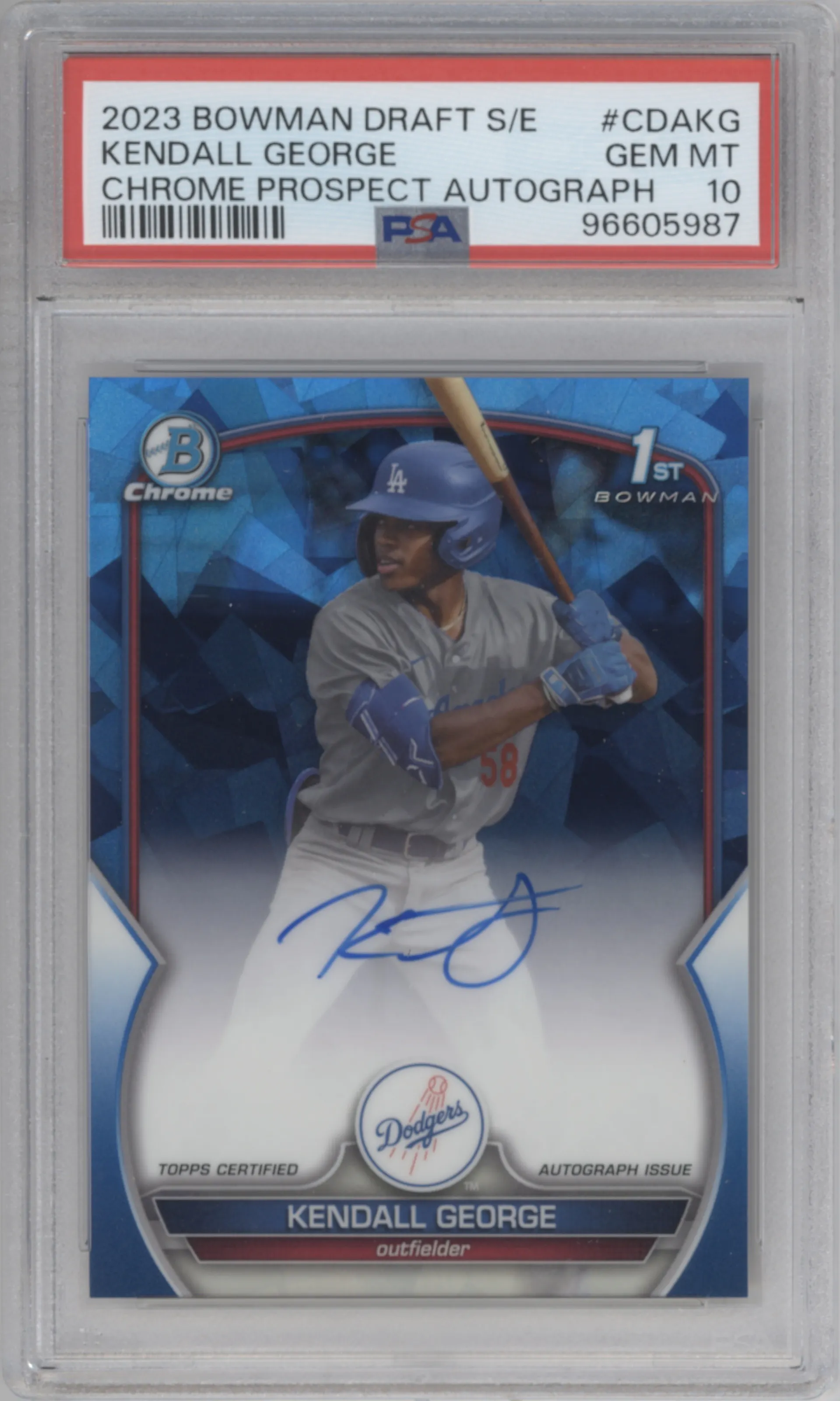 2023 Bowman Draft Sapphire Chr.Pros.Auto Kendall George #CDA-KG PSA 10