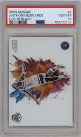 Anthony Edwards from the 2024-25 Panini Mosaic set graded by PSA and given an overall grade of 10.
