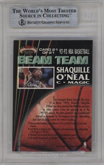 Shaquille O'Neal from the 1992-93 Topps Stadium Club set graded by Beckett and given an overall grade of 9.