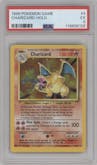 Charizard from the 1999 Pokemon set graded by PSA and given an overall grade of 5.
