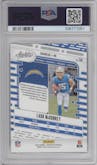 Ladd McConkey from the 2024 Panini Absolute set featuring a Red & Blue parallel graded by PSA and given an overall grade of 10.