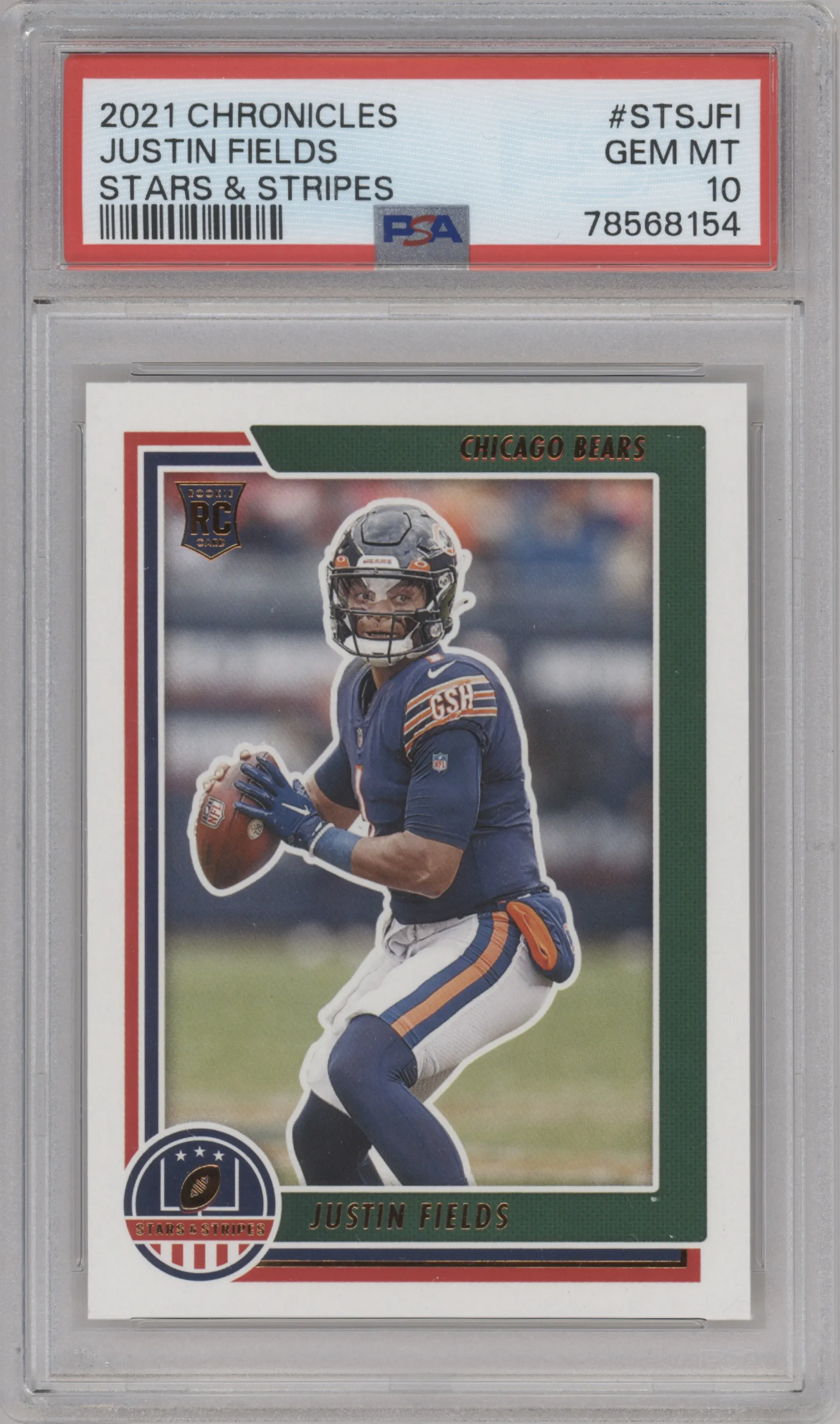 2021 Panini Chronicles Stars & Stripes Justin Fields PSA 10