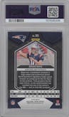 Drake Maye from the 2024 Panini Mosaic set featuring a Mosaic parallel graded by PSA and given an overall grade of 9.