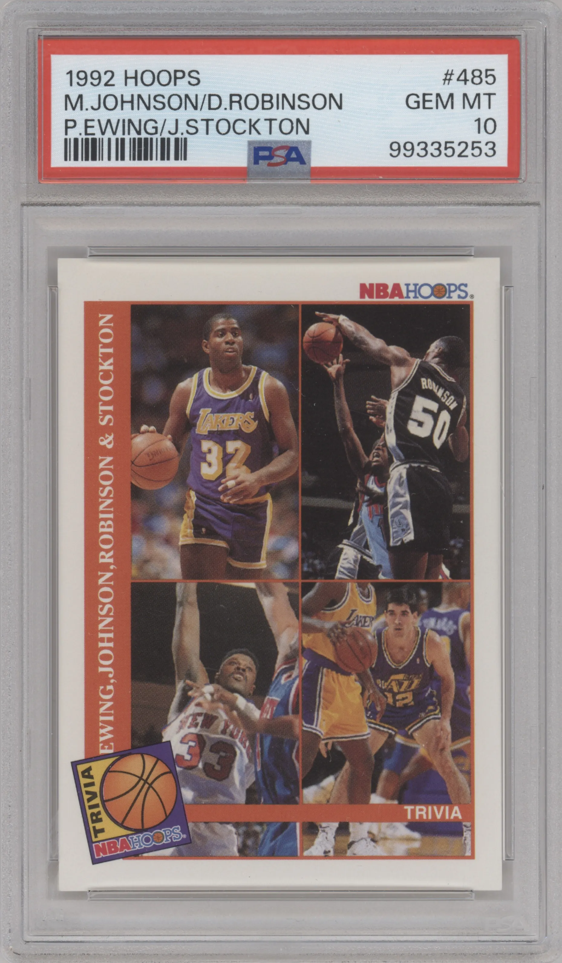 1992 NBA Hoops Magic Johnson/David Robinson/Patrick Ewing/John Stockton #485 PSA 10