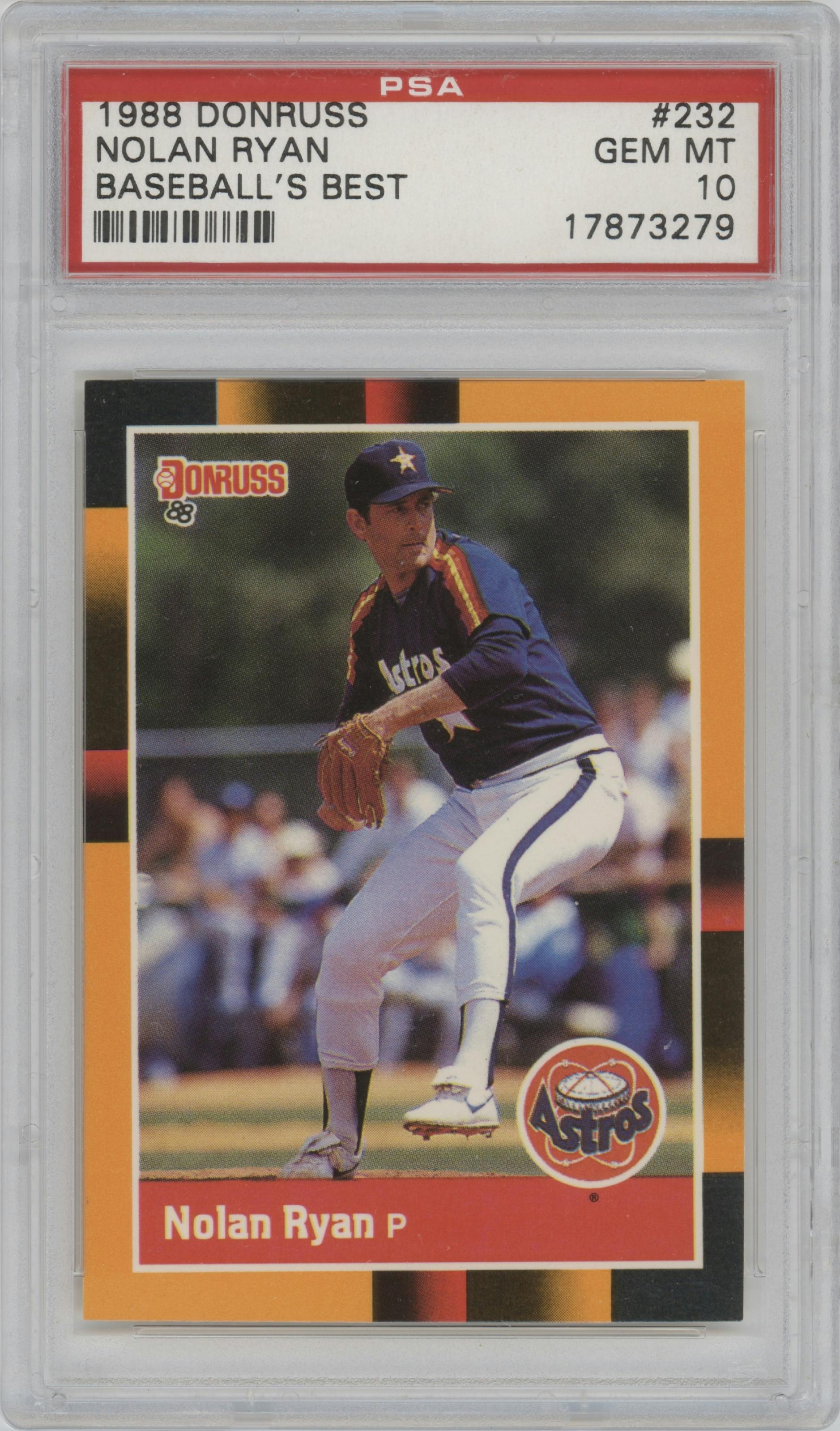 Nolan Ryan Jr. from the 1988 Donruss Baseball's Best set graded by PSA and given an overall grade of 10.
