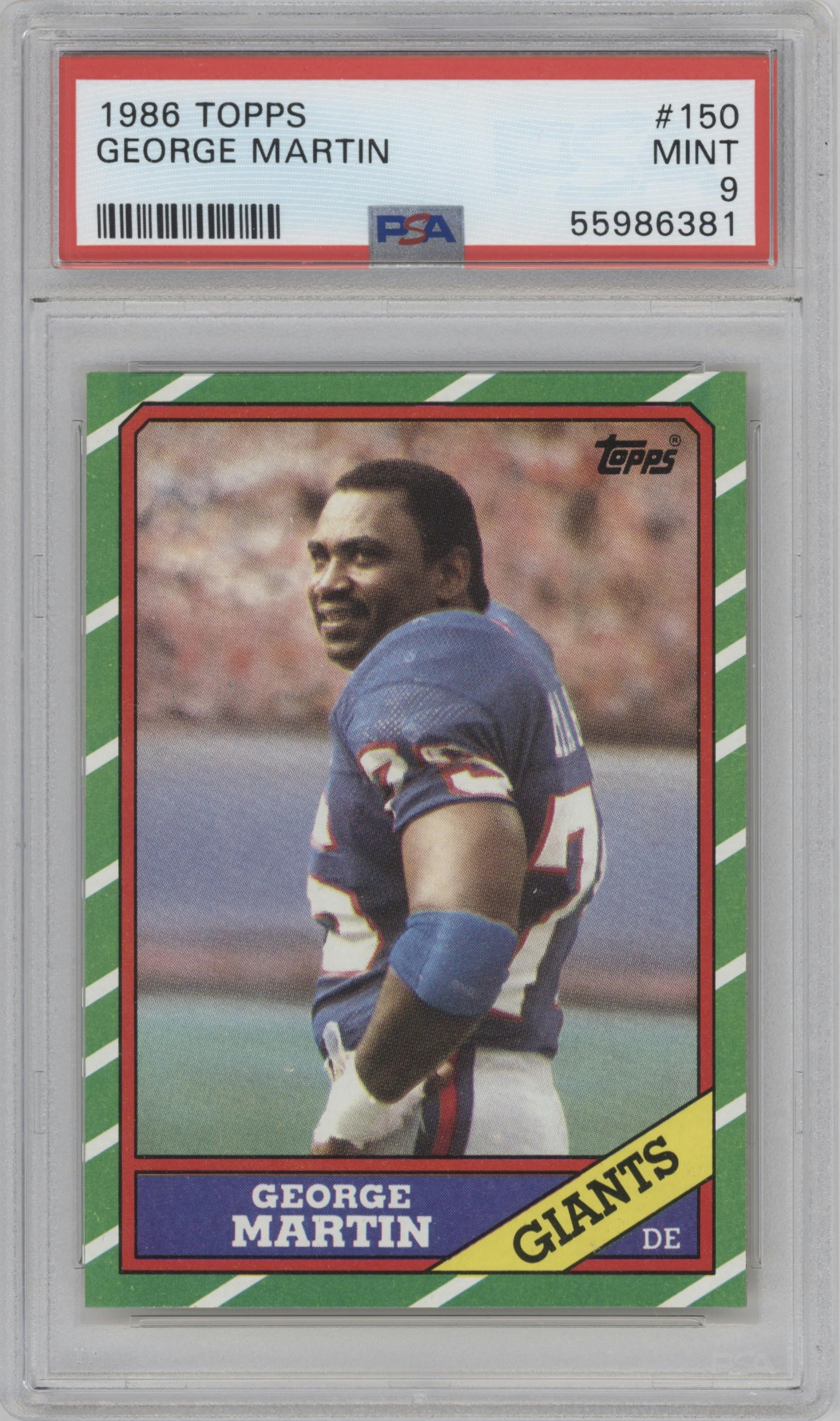 George Martin from the 1986 Topps set graded by PSA and given an overall grade of 9.