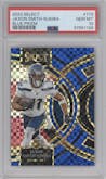 Jaxon Smith-Njigba from the 2023 Panini Select set featuring a Blue Prizm parallel graded by PSA and given an overall grade of 10.