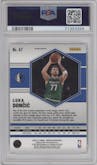 Luka Doncic from the 2020-21 Panini Mosaic set featuring a Gold Wave parallel graded by PSA and given an overall grade of 10.