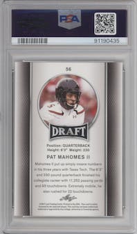 Pat Mahomes II from the 2017 Leaf Draft set featuring a Gold parallel graded by PSA and given an overall grade of 10.