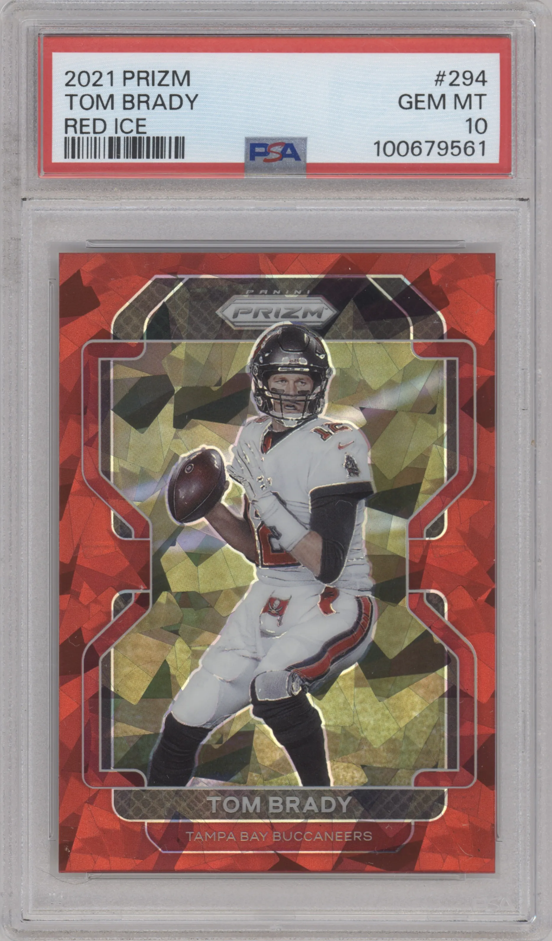 2021 Panini Prizm Tom Brady Red Ice #294 PSA 10