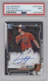 Coby Mayo from the 2021 Bowman set graded by PSA and given an overall grade of 9.