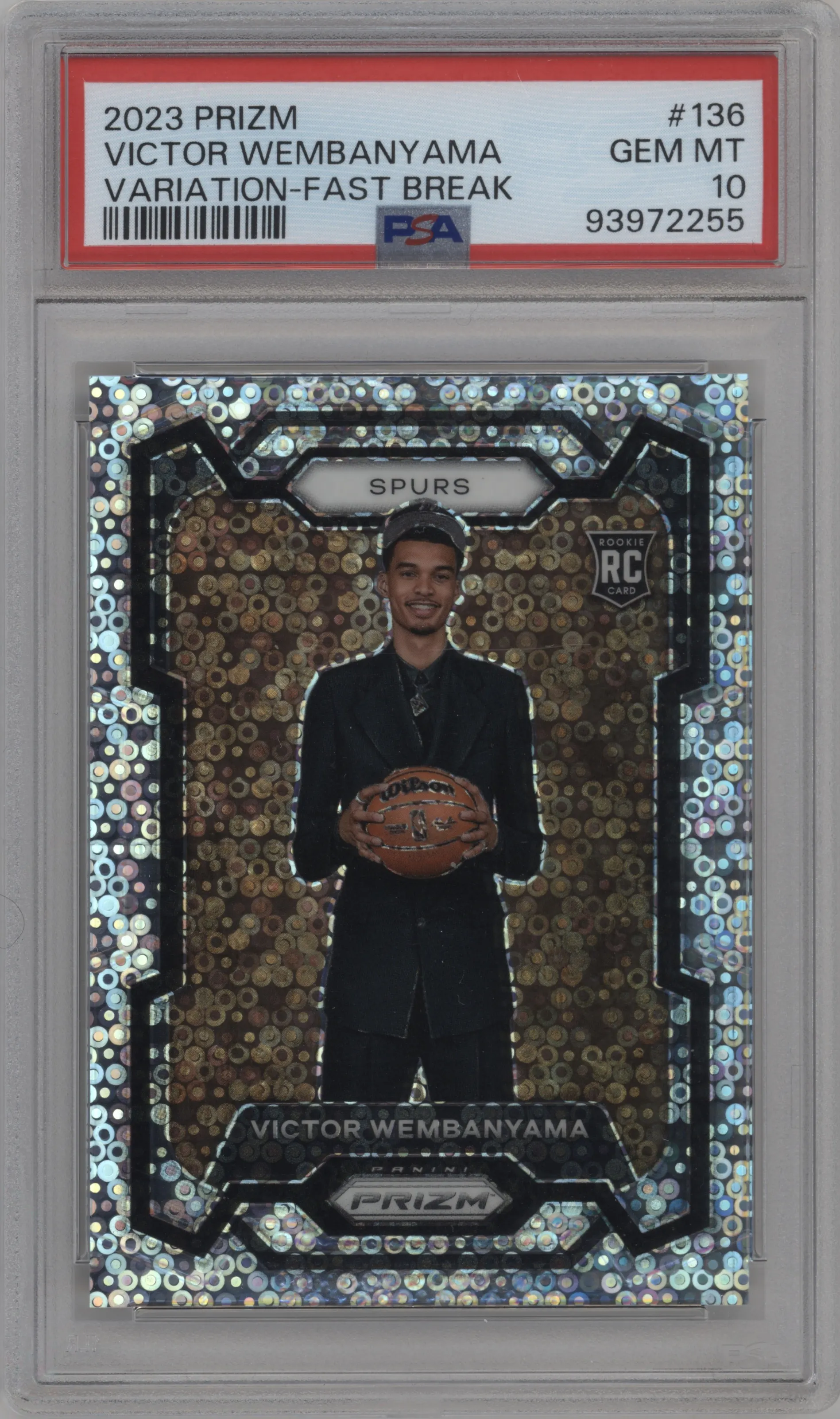 2023 Panini Prizm Variation Victor Wembanyama Fast Break #136 PSA 10
