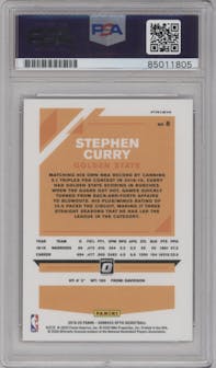 Stephen Curry from the 2019-20 Panini Donruss Optic set featuring a Hyper Pink parallel graded by PSA.