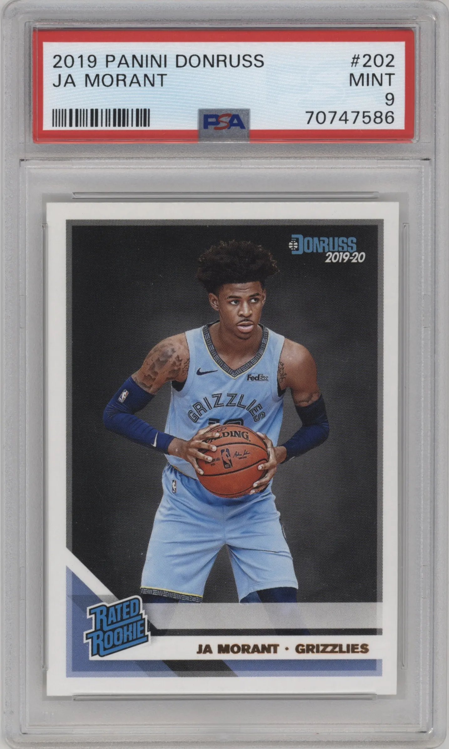 2019 Panini Donruss Rated Rookie Ja Morant #202 PSA 9