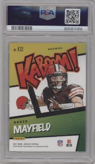 Baker Mayfield from the 2021 Panini Absolute set graded by PSA and given an overall grade of 9.