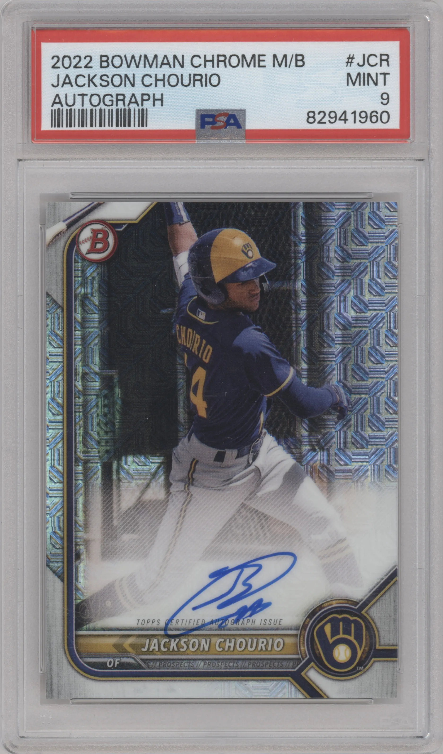 2022 Bowman Chrome Mega Box Auto Jackson Chourio #BCMA-JCR PSA 9