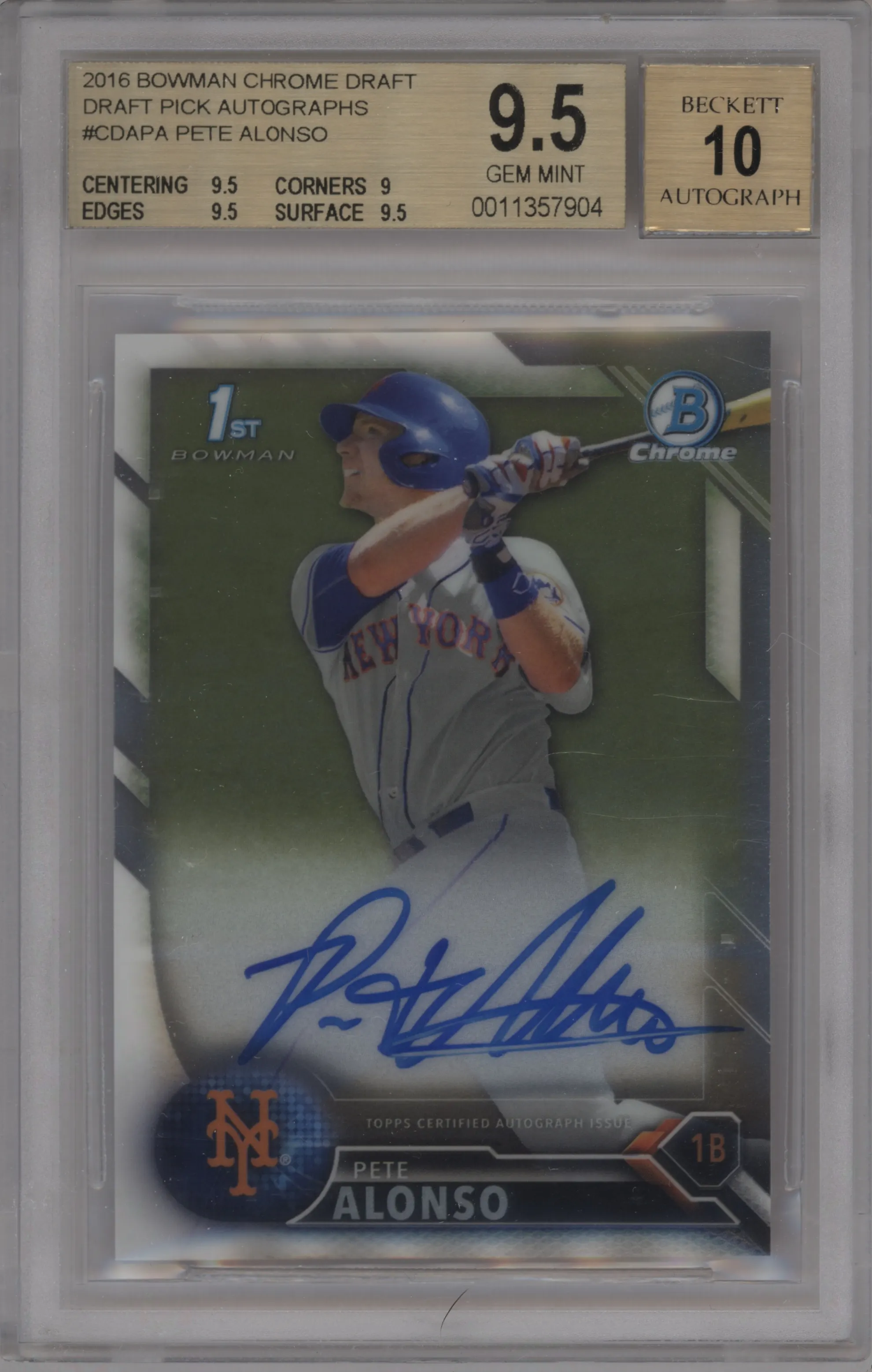 2016 Bowman Draft Chr.Auto Pete Alonso #CDA-PA BGS 9.5