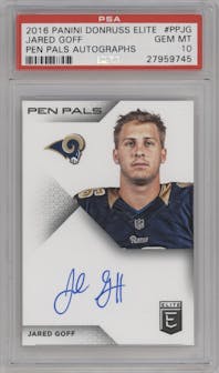 Jared Goff from the 2016 Panini Donruss Elite set graded by PSA and given an overall grade of 10.