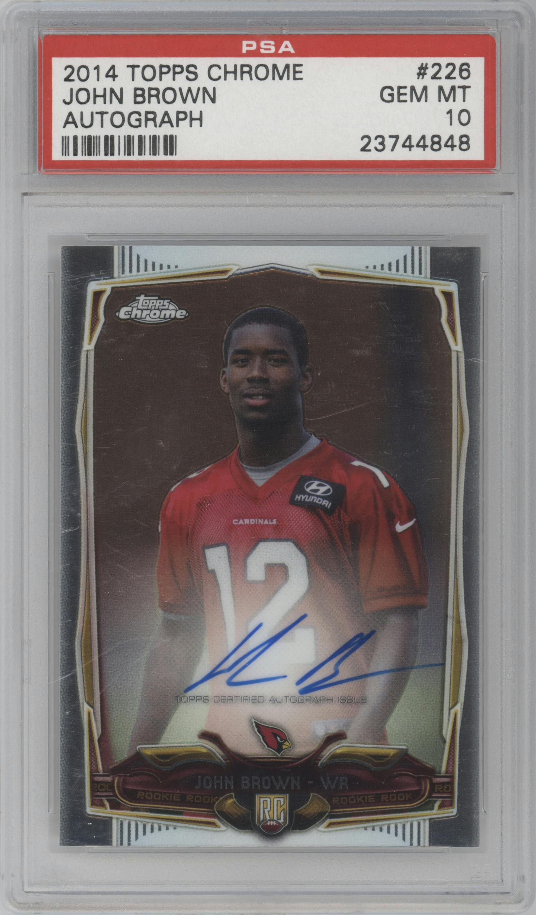 John Brown from the 2014 Topps Chrome set graded by PSA and given an overall grade of 10.