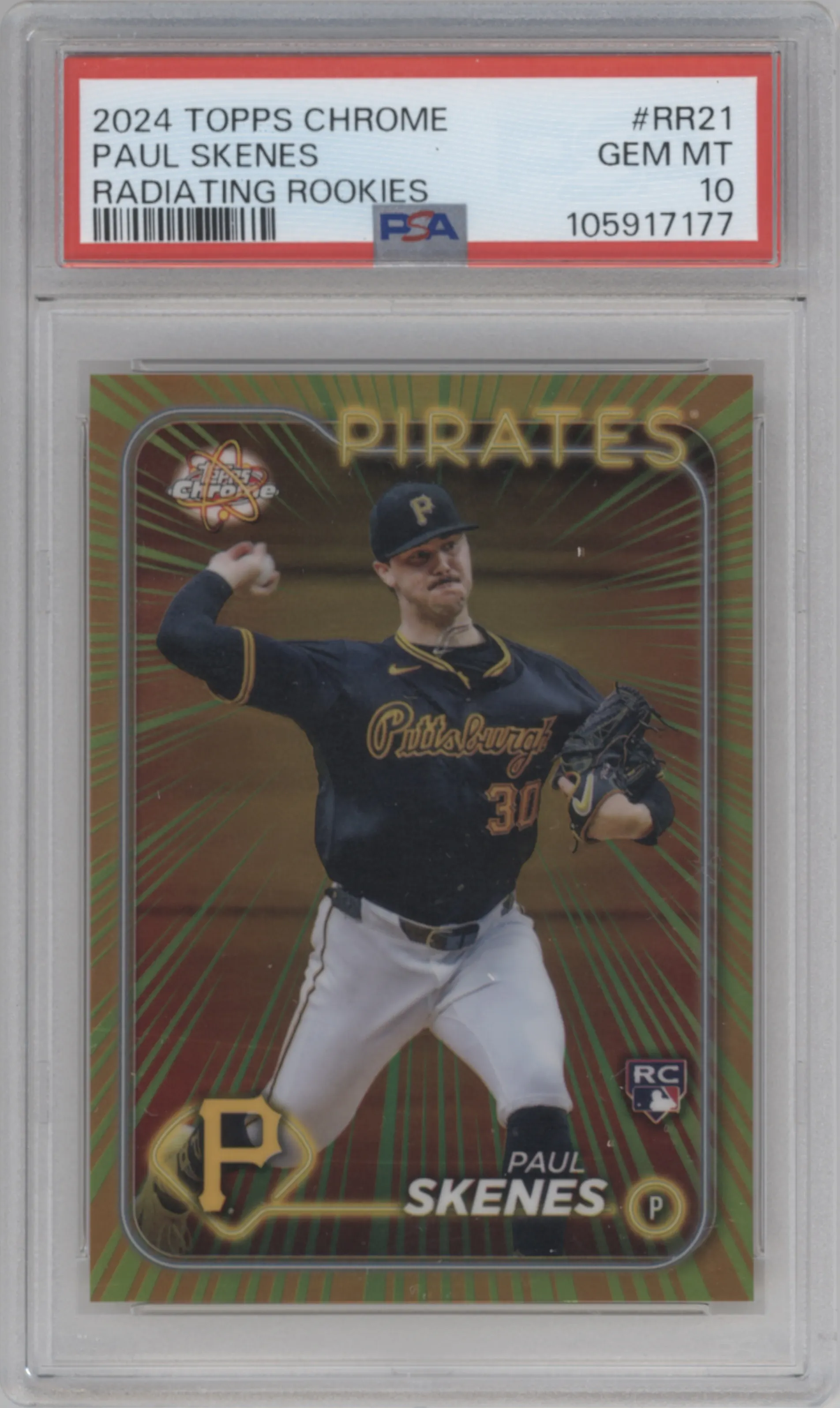2024 Topps Chrome Update Radiating Rke.Var. Paul Skenes #RR-21 PSA 10