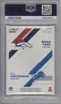 Noah Fant/T.J. Hockenson from the 2019 Panini Donruss Optic set graded by PSA and given an overall grade of 9.