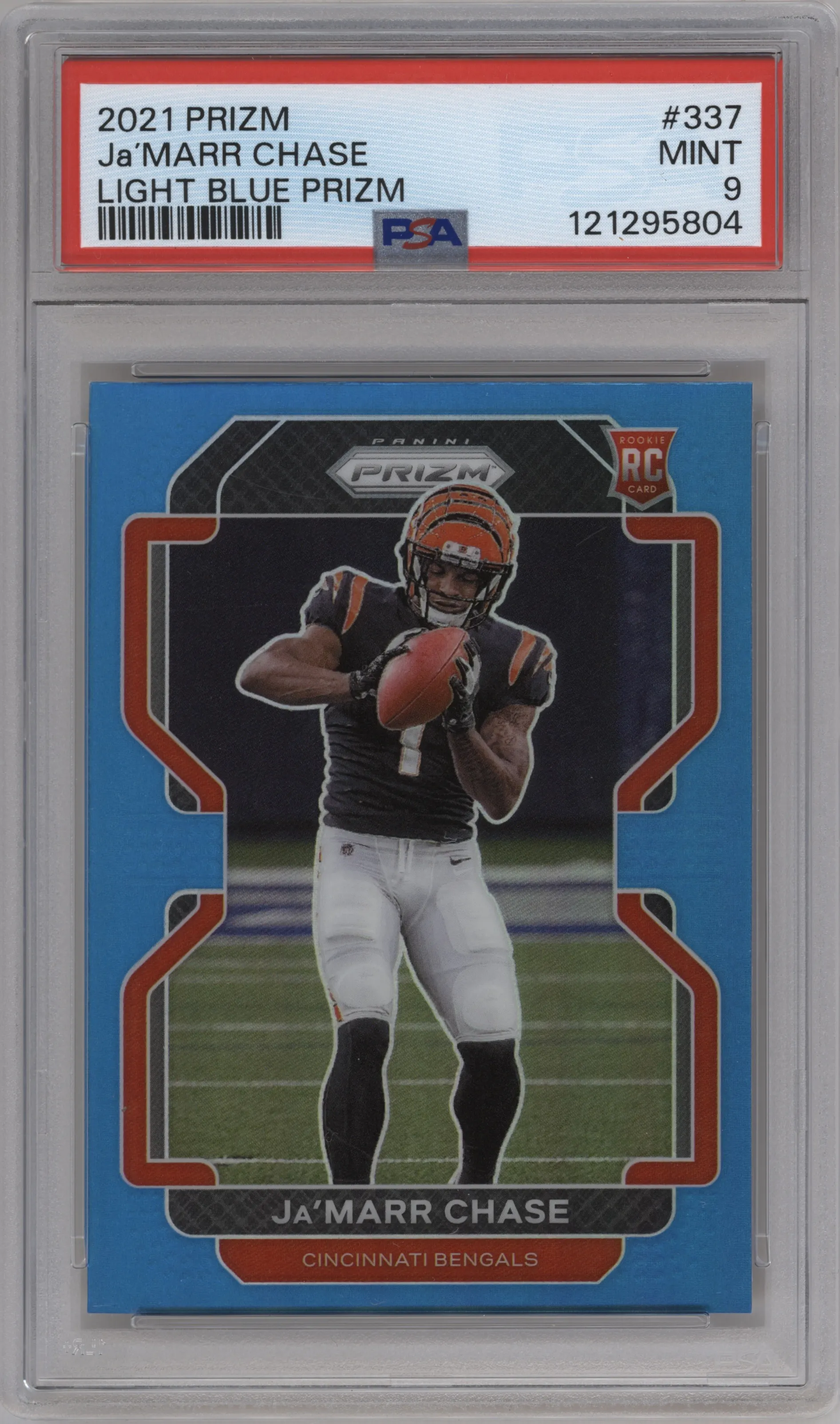 2021 Panini Prizm Ja'Marr Chase Light Blue Prizm #337 PSA 9