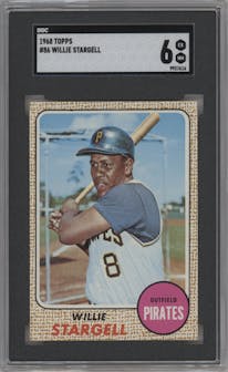 Willie Stargell from the 1968 Topps set graded by SGC and given an overall grade of 6.