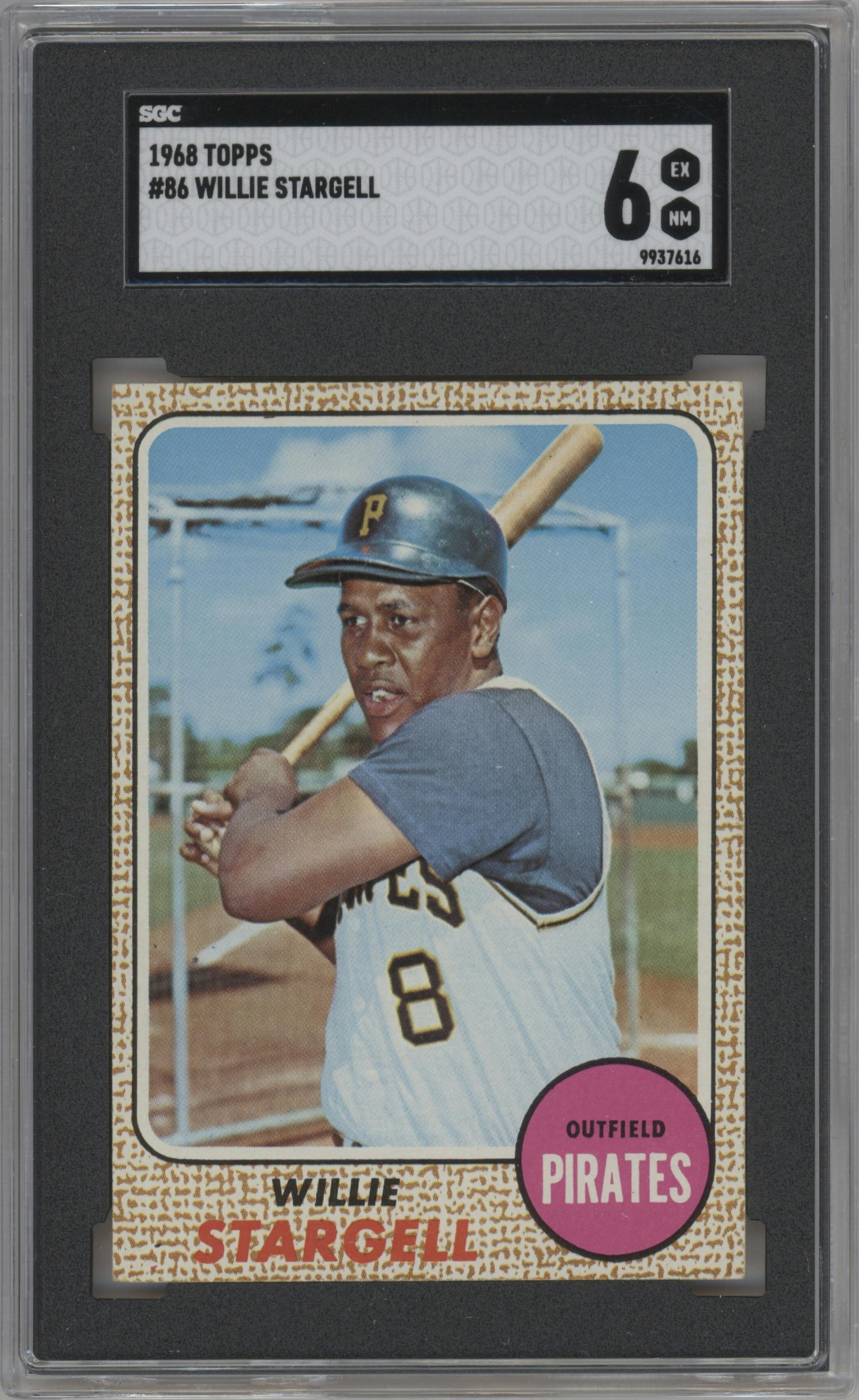 Willie Stargell from the 1968 Topps set graded by SGC and given an overall grade of 6.