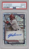 Dylan Crews from the 2024 Bowman set featuring a Speckle Refractor parallel graded by PSA and given an overall grade of 10.