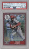 Ozzie Smith from the 2022 Topps Silver Pack  set featuring a Red parallel graded by PSA and given an overall grade of 10.