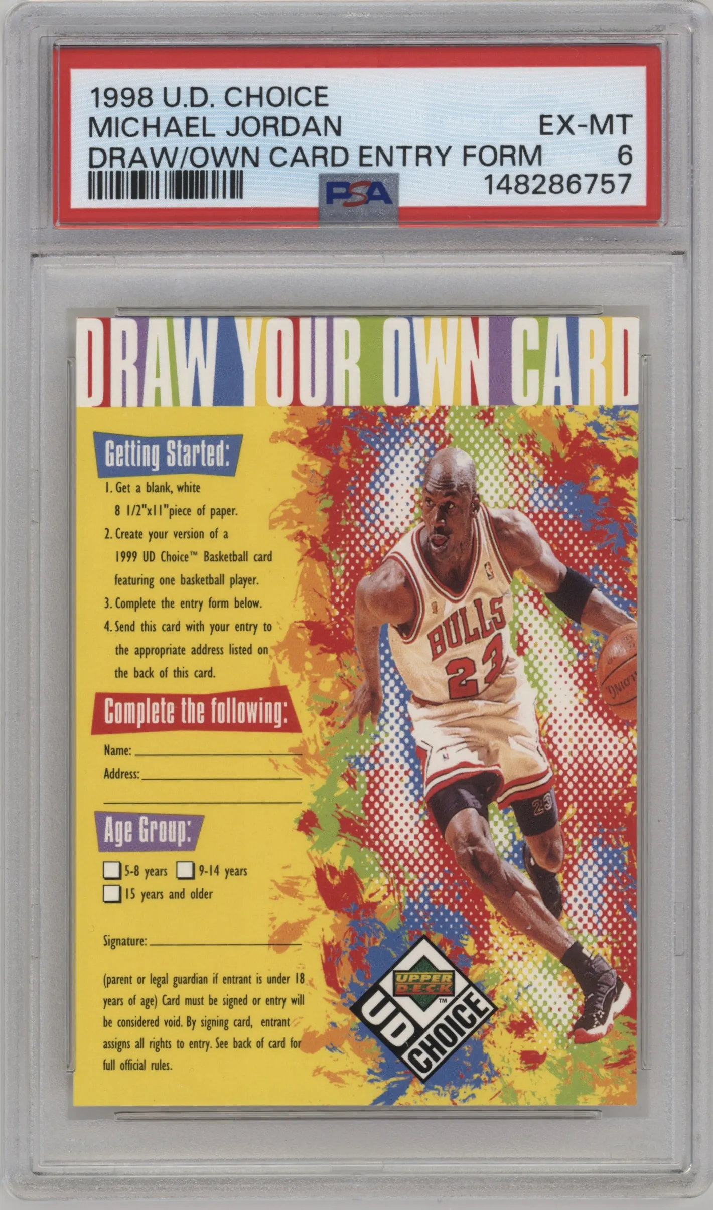 1998 Upper Deck Choice Draw Your Own Card Michael Jordan #NNO PSA 6