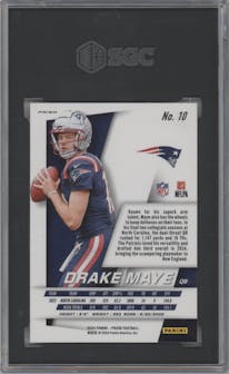 Drake Maye from the 2024 Panini Prizm set graded by SGC and given an overall grade of 10.