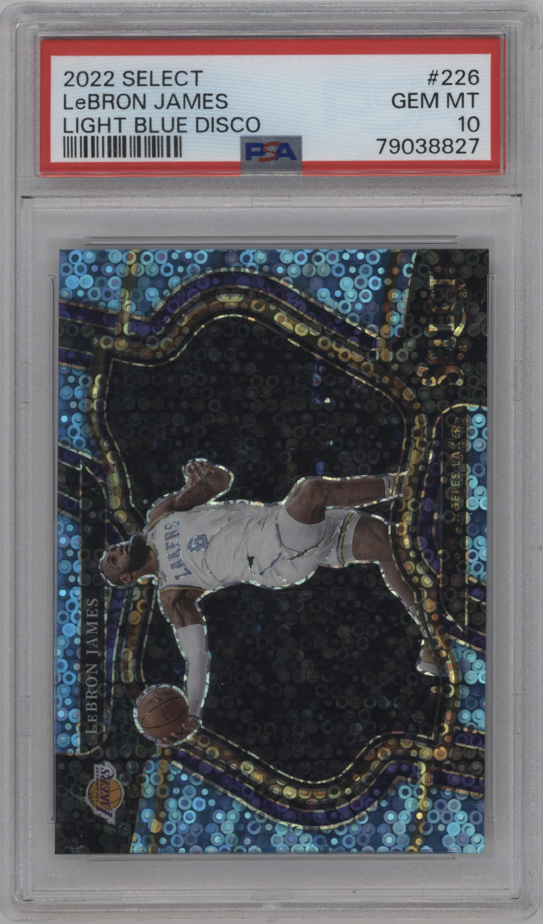 2022 Panini Select Courtside LeBron James Disco Light Blue #226 PSA 10