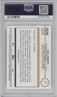 Paul Skenes from the 2024 Topps Update set graded by PSA and given an overall grade of 10.