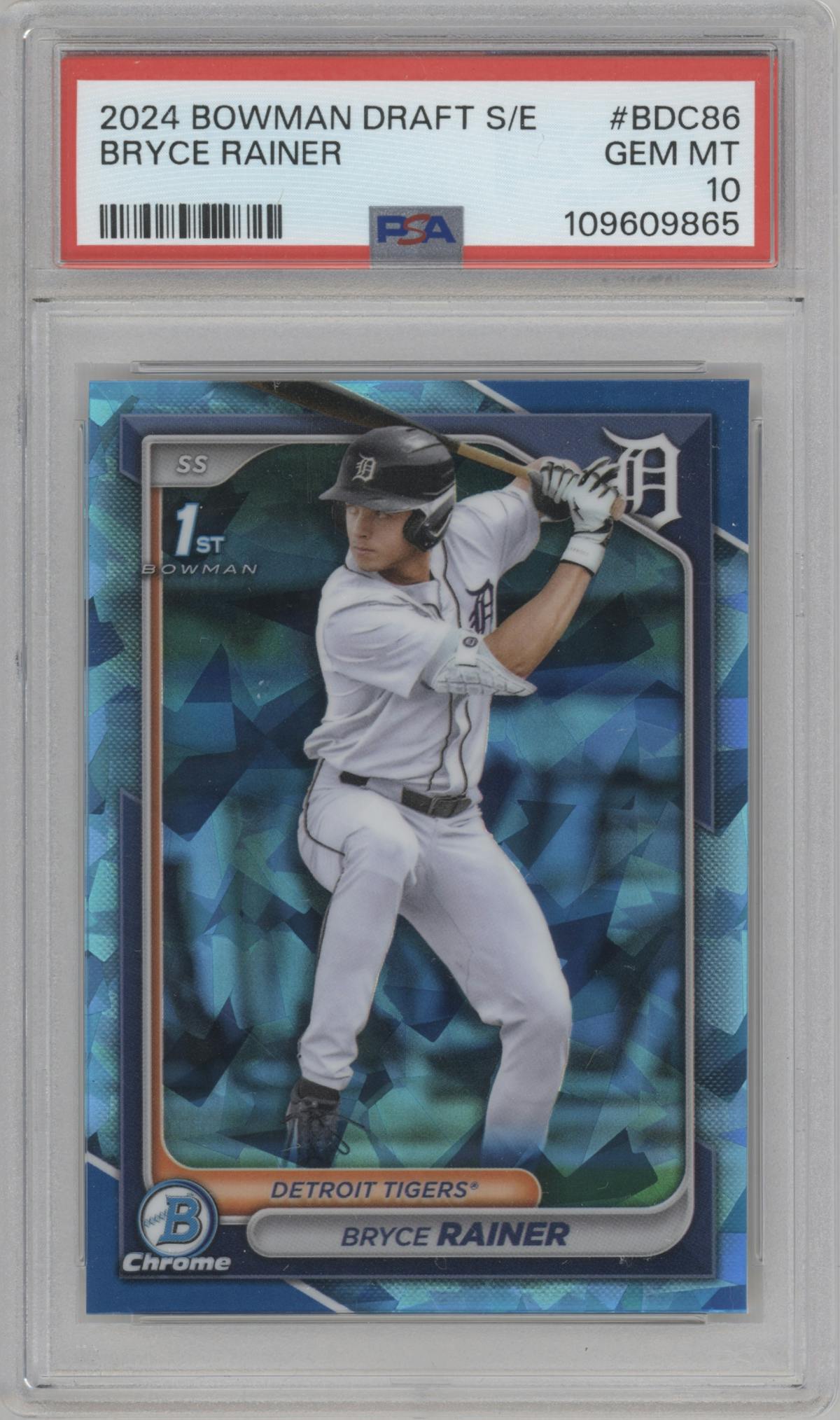 Bryce Rainer	 from the 2024 Bowman Draft Sapphire Edition set graded by PSA and given an overall grade of 10.