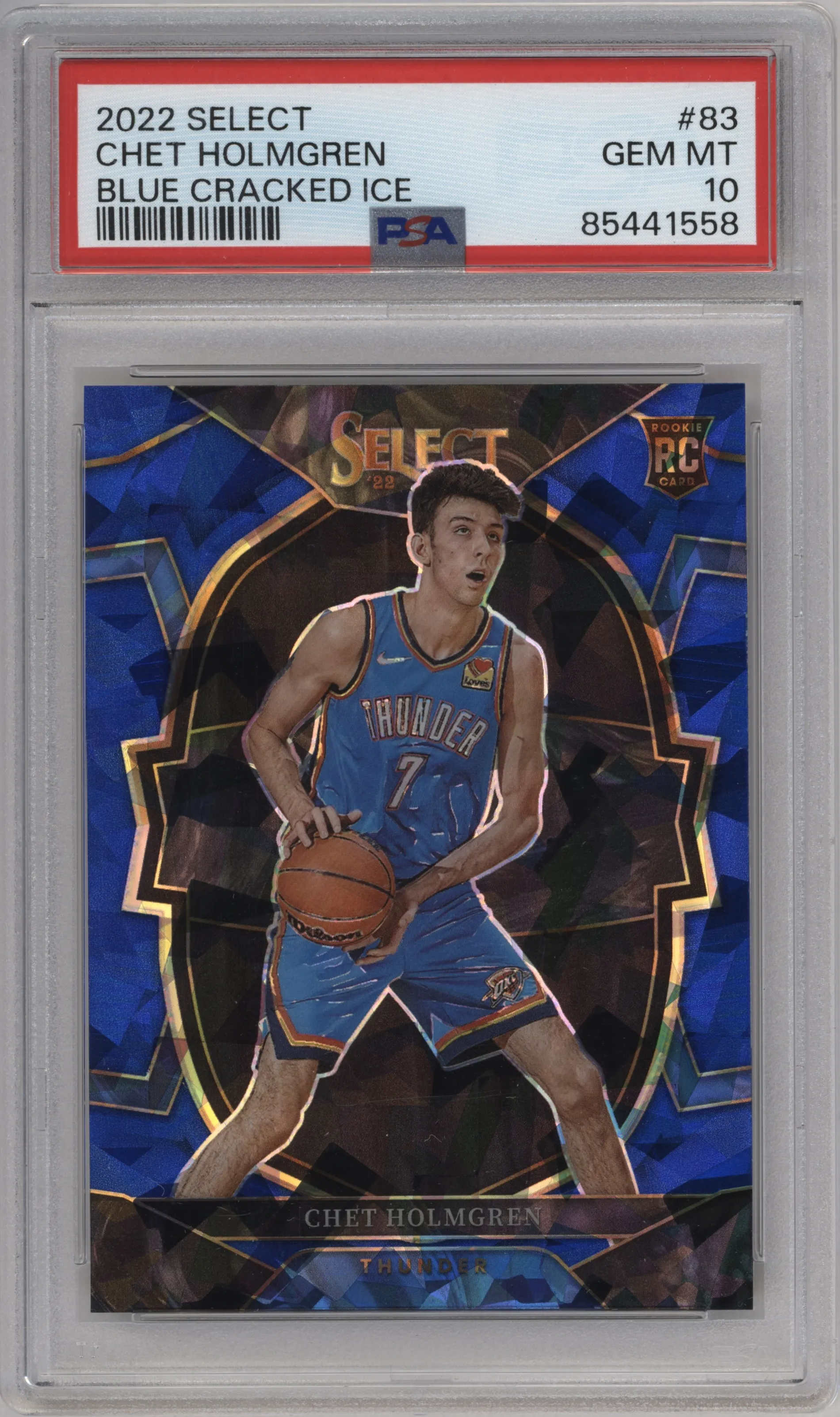 2022 Panini Select Chet Holmgren Blue Cracked Ice PSA 10