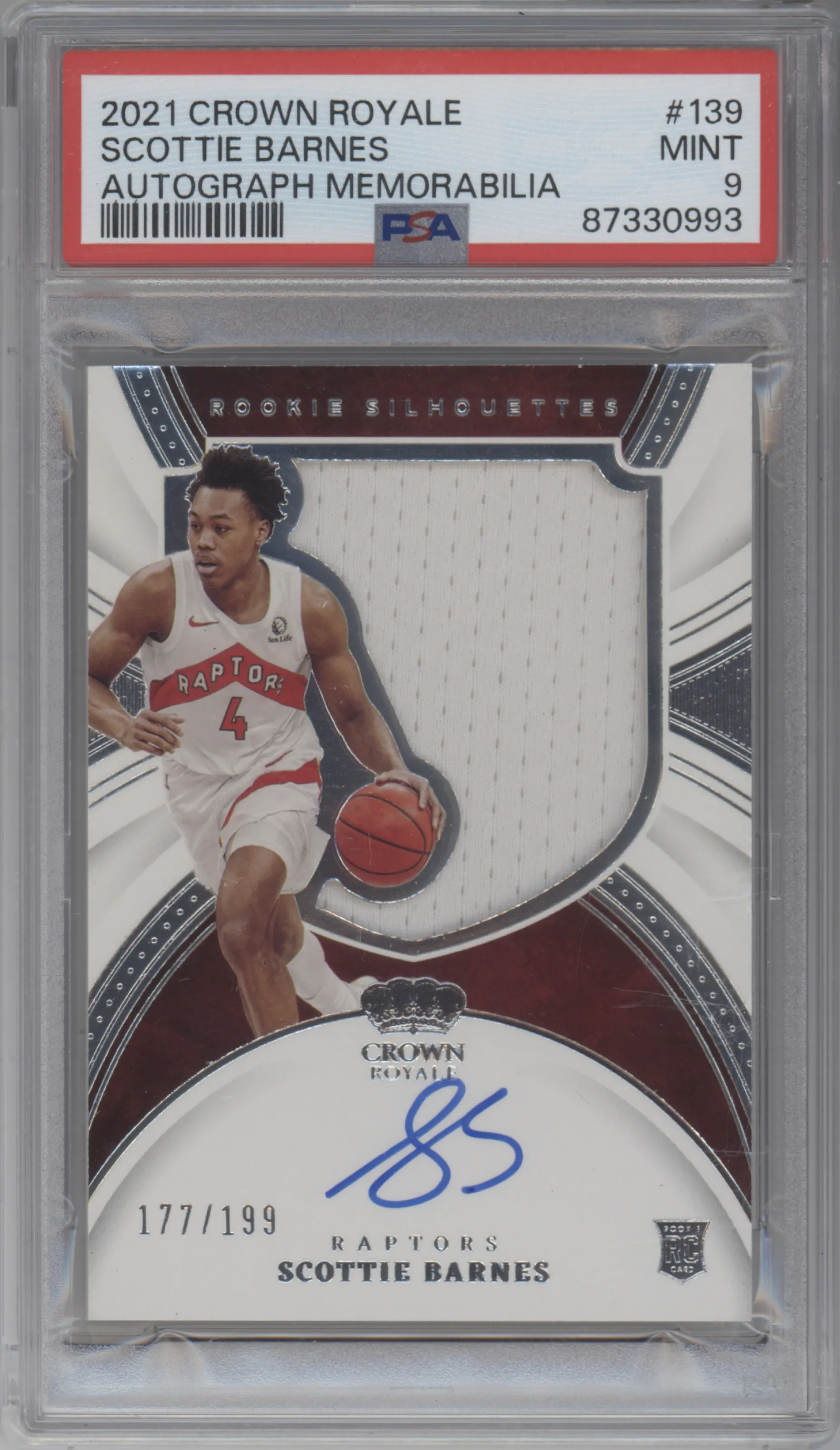 2021 Crown Royale Rke.Silhouettes Scottie Barnes #139 PSA 9