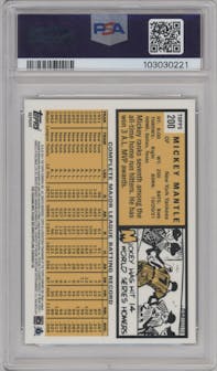 Mickey Mantle from the 2011 Topps set graded by PSA and given an overall grade of 9.