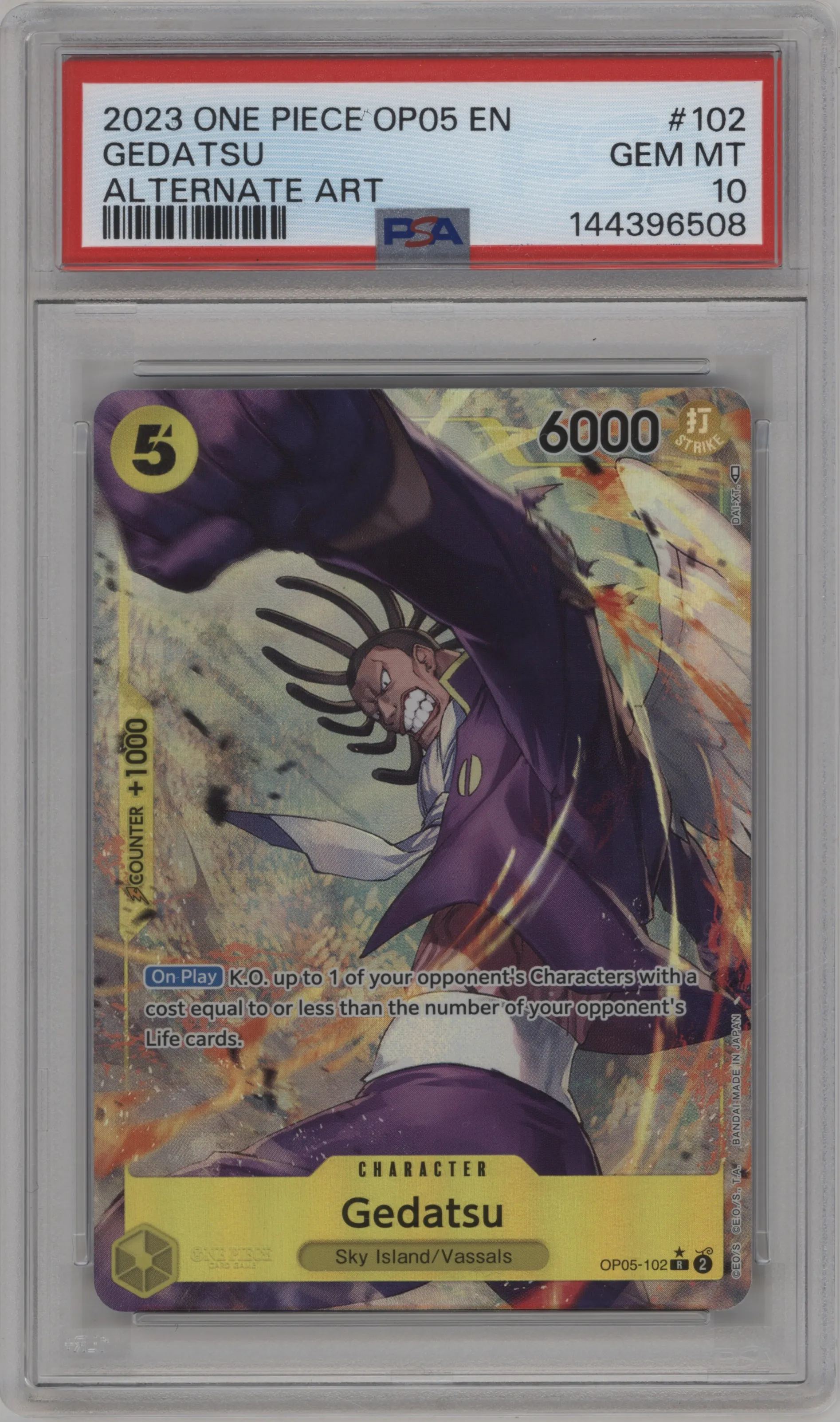 2023 One Piece Awakening of the New Era Gedatsu Alternate Art R #OP05-102 R PSA 10
