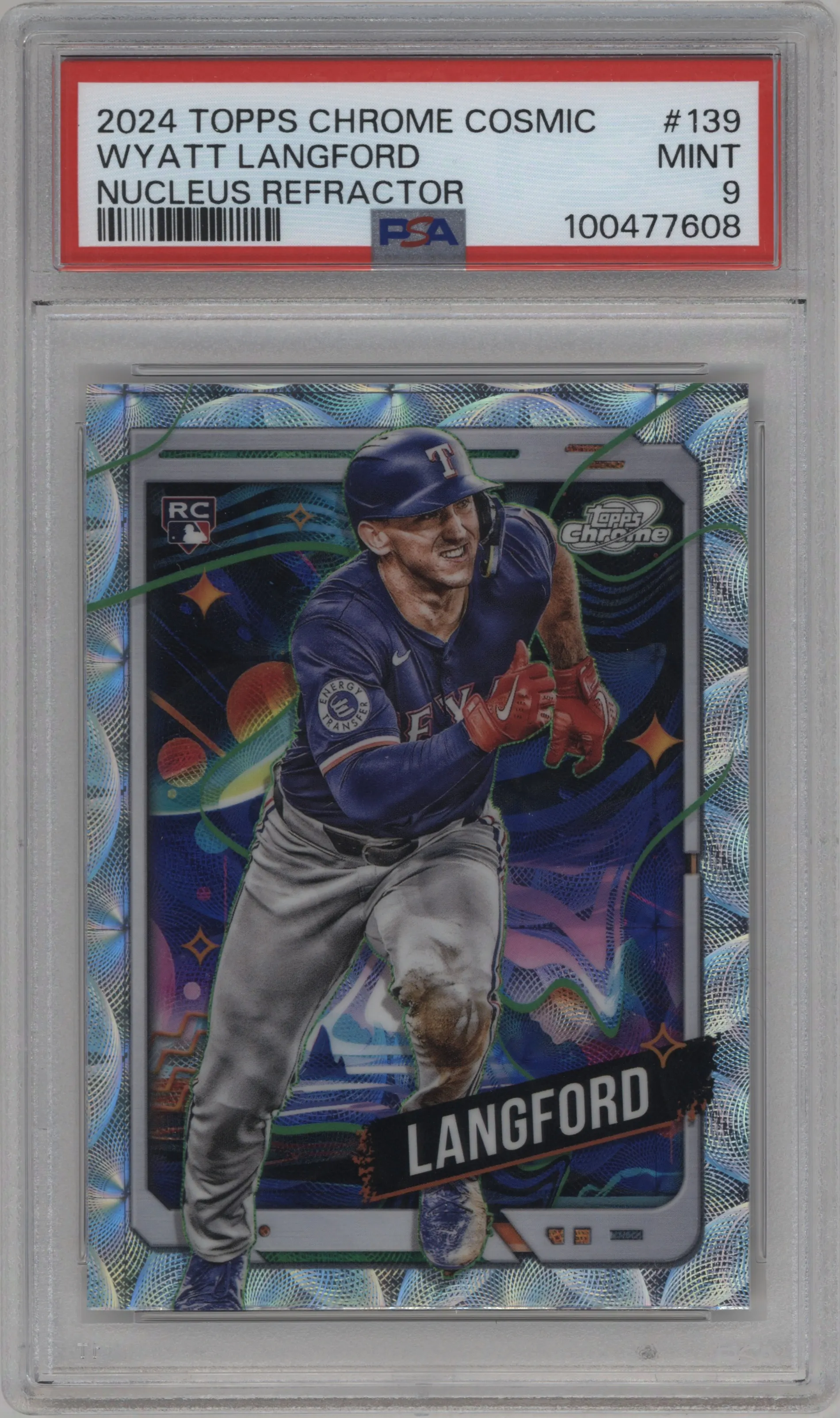 2024 Topps Cosmic Chrome Wyatt Langford Nucleus Refractor #139 PSA 9