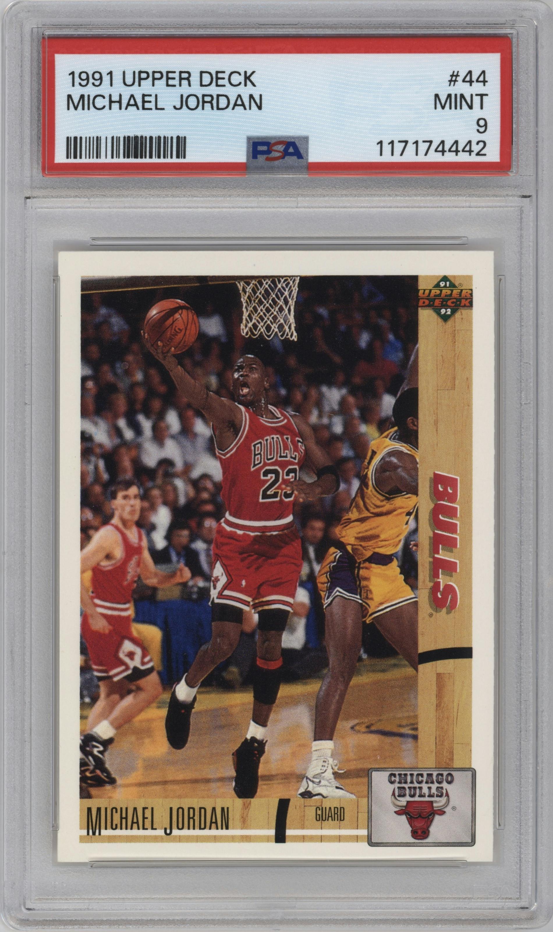 Michael Jordan from the 1991-92 Upper Deck set graded by PSA and given an overall grade of 9.