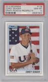 Corey Seager from the 2010 Bowman Draft Picks & Prospects set graded by PSA and given an overall grade of 10.