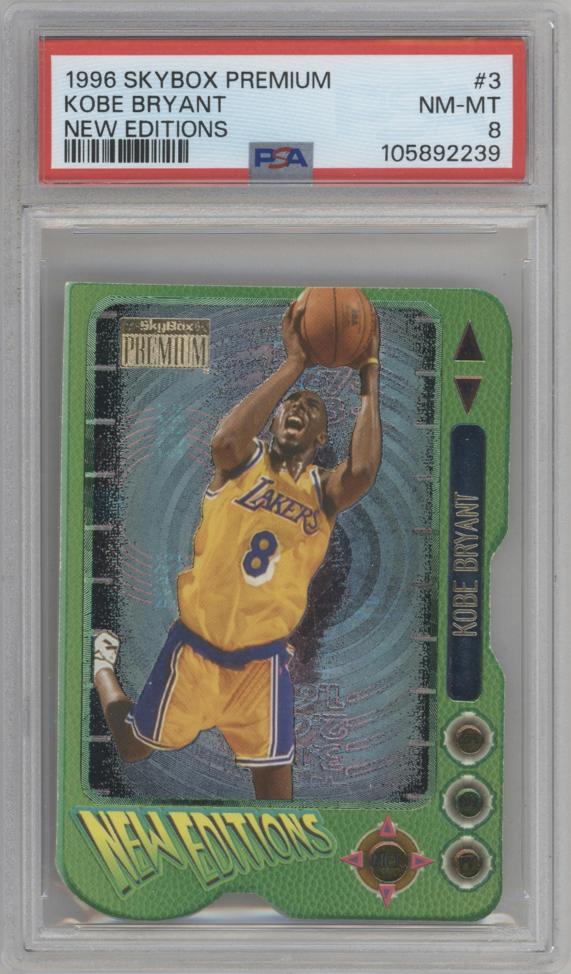 Kobe Bryant from the 1996-97 Skybox Premium set graded by PSA and given an overall grade of 8.